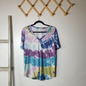 NWOT BIBI WOMEN'S V-NECK TIE DYE BLOUSE SIZE MEDIUM